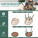 Pamapic Patio Round Dining Set with Wood Table Top & Wicker Rattan Chairs