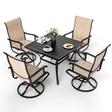 Pamapic Patio Dining Set with 4 Textilene Swivel Chairs