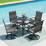 Pamapic Patio Dining Set with 4 Textilene Swivel Chairs