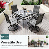 Pamapic Patio Dining Set with 4 Textilene Swivel Chairs