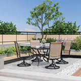 Pamapic Patio Dining Set with 4 Textilene Swivel Chairs