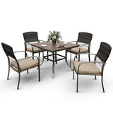 Pamapic Outdoor Dining Sets for 4 with Iron Frame &  Rattan Backrest