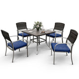 Pamapic Outdoor Dining Sets for 4 with Iron Frame &  Rattan Backrest