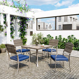 Pamapic Outdoor Dining Sets for 4 with Iron Frame &  Rattan Backrest