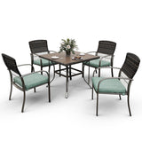 Pamapic Outdoor Dining Sets for 4 with Iron Frame &  Rattan Backrest