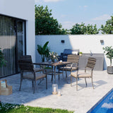 Pamapic Outdoor Dining Sets for 4 with Iron Frame &  Rattan Backrest