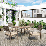 Pamapic Outdoor Dining Sets for 4 with Iron Frame &  Rattan Backrest