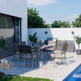 Pamapic Metal Outdoor Dining Set for 6 with Cushions