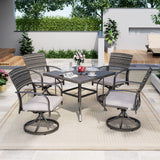 Pamapic Outdoor Dining Table with 4 Swivel Chairs