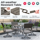 Pamapic Outdoor Dining Table with 4 Swivel Chairs