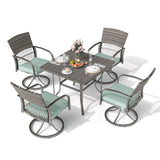 Pamapic Outdoor Dining Table with 4 Swivel Chairs