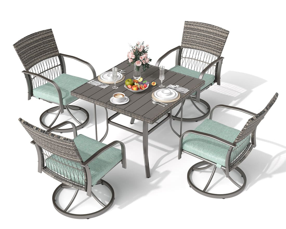 Outdoor Dining Table with 4 Swivel Chairs