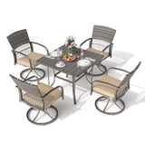 Pamapic Outdoor Dining Table with 4 Swivel Chairs