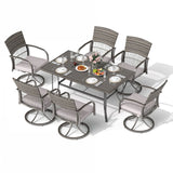 Pamapic Dining Table with 6 Swivel Chairs
