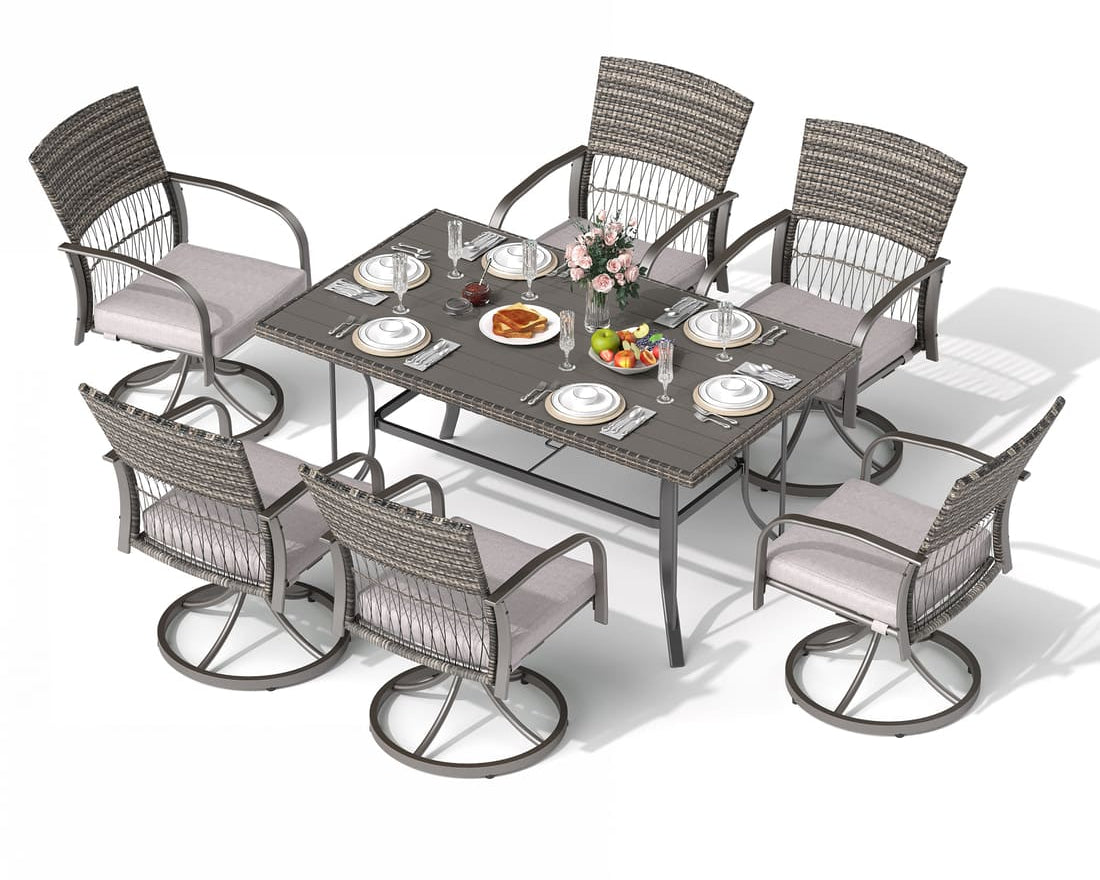 Dining Table with 6 Swivel Chairs