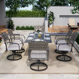 Pamapic Dining Table with 6 Swivel Chairs