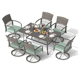 Pamapic Dining Table with 6 Swivel Chairs
