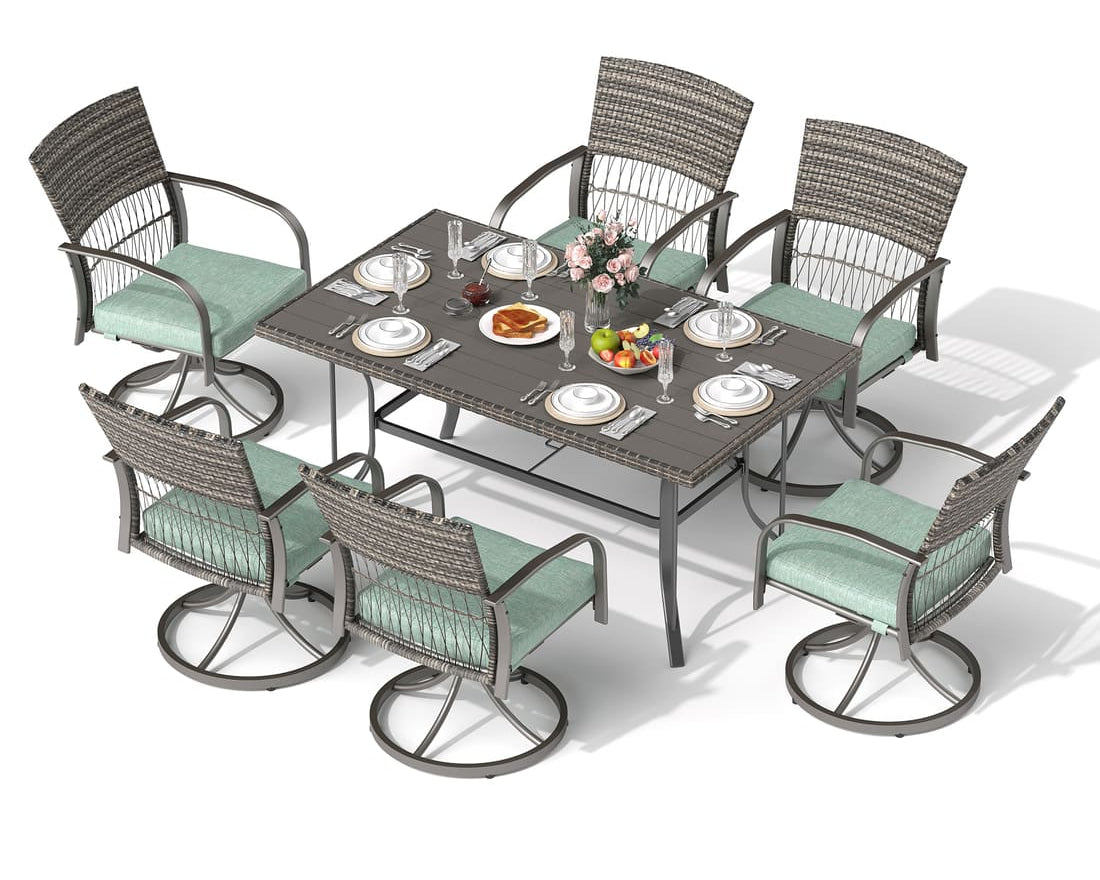 Dining Table with 6 Swivel Chairs