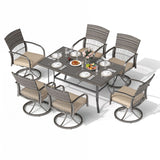 Pamapic Dining Table with 6 Swivel Chairs