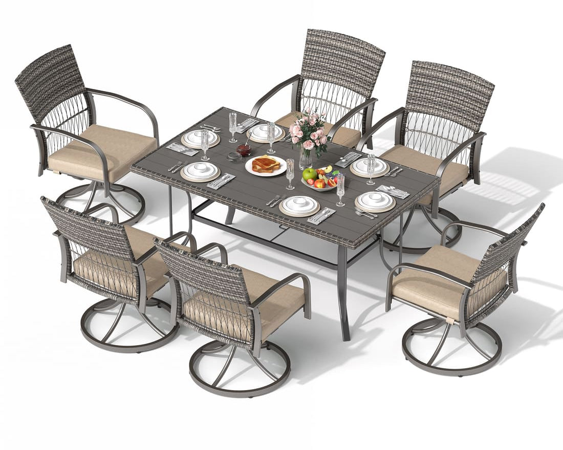 Dining Table with 6 Swivel Chairs