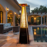 Pamapic 48,000 BTU Pyramid Flame Patio Heater with Glass Tube & Cover - Commercial & Residential