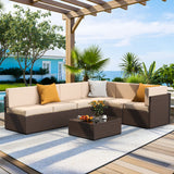 Pamapic Rattan Outdoor Sectional Couch Set
