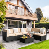 Pamapic Rattan Outdoor Sectional Couch Set