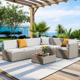 Pamapic Rattan Outdoor Sectional Couch Set