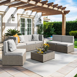 Pamapic Rattan Outdoor Sectional Couch Set