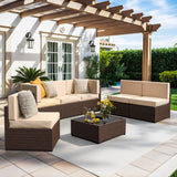 Pamapic Rattan Outdoor Sectional Couch Set