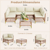 Axis 70.2" Boho Outdoor Sectional Set, 7-Piece